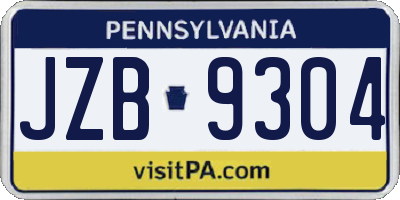 PA license plate JZB9304