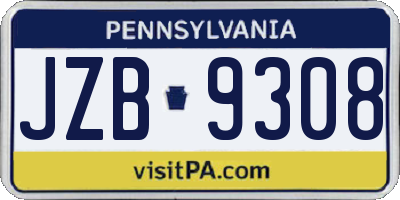 PA license plate JZB9308