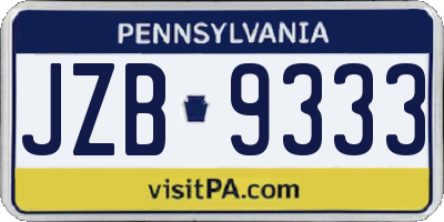 PA license plate JZB9333