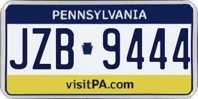PA license plate JZB9444