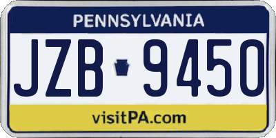 PA license plate JZB9450