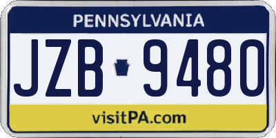 PA license plate JZB9480