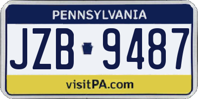 PA license plate JZB9487