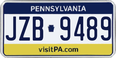 PA license plate JZB9489