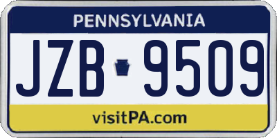 PA license plate JZB9509