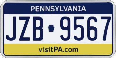 PA license plate JZB9567