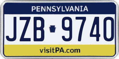 PA license plate JZB9740