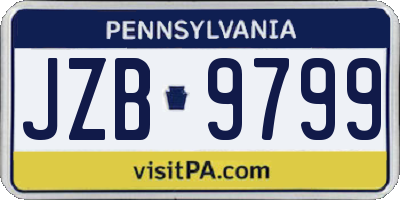 PA license plate JZB9799