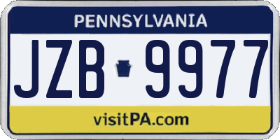 PA license plate JZB9977