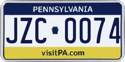PA license plate JZC0074