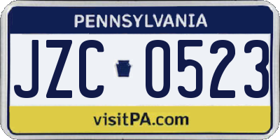 PA license plate JZC0523