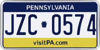 PA license plate JZC0574