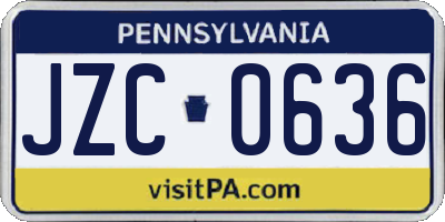 PA license plate JZC0636