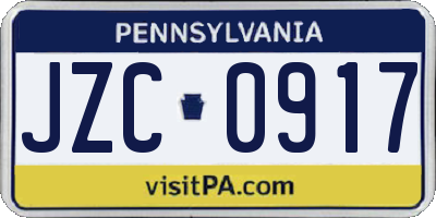 PA license plate JZC0917