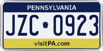 PA license plate JZC0923