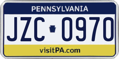 PA license plate JZC0970