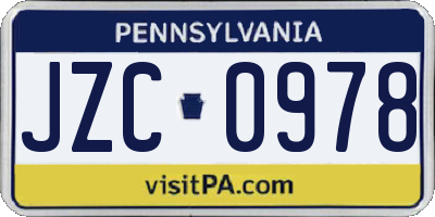 PA license plate JZC0978