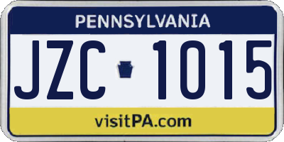 PA license plate JZC1015