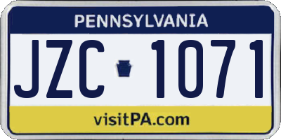PA license plate JZC1071