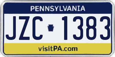 PA license plate JZC1383