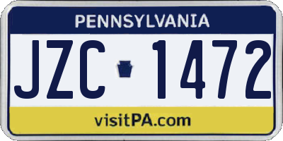 PA license plate JZC1472