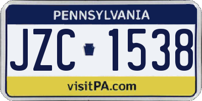 PA license plate JZC1538