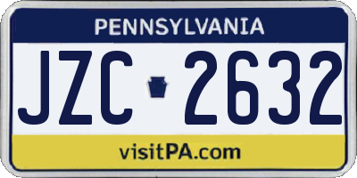 PA license plate JZC2632
