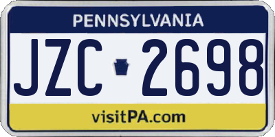 PA license plate JZC2698