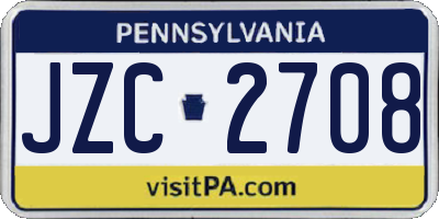 PA license plate JZC2708