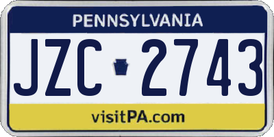PA license plate JZC2743