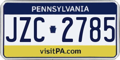 PA license plate JZC2785