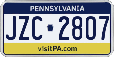 PA license plate JZC2807