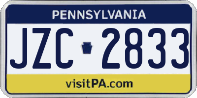 PA license plate JZC2833