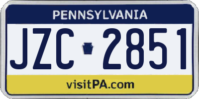 PA license plate JZC2851