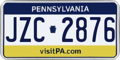 PA license plate JZC2876