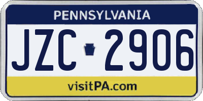 PA license plate JZC2906