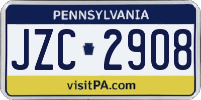 PA license plate JZC2908