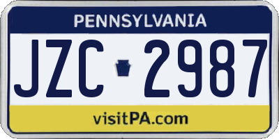PA license plate JZC2987