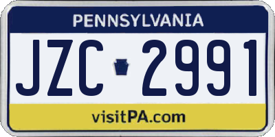 PA license plate JZC2991
