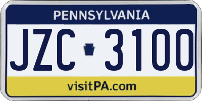 PA license plate JZC3100