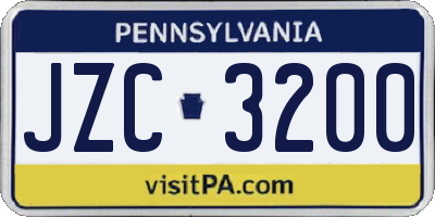 PA license plate JZC3200