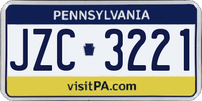 PA license plate JZC3221