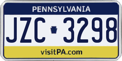 PA license plate JZC3298
