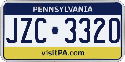 PA license plate JZC3320