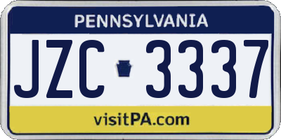 PA license plate JZC3337