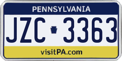 PA license plate JZC3363