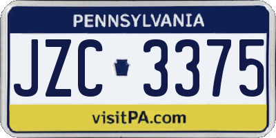 PA license plate JZC3375