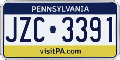 PA license plate JZC3391