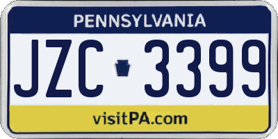 PA license plate JZC3399