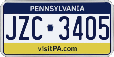 PA license plate JZC3405